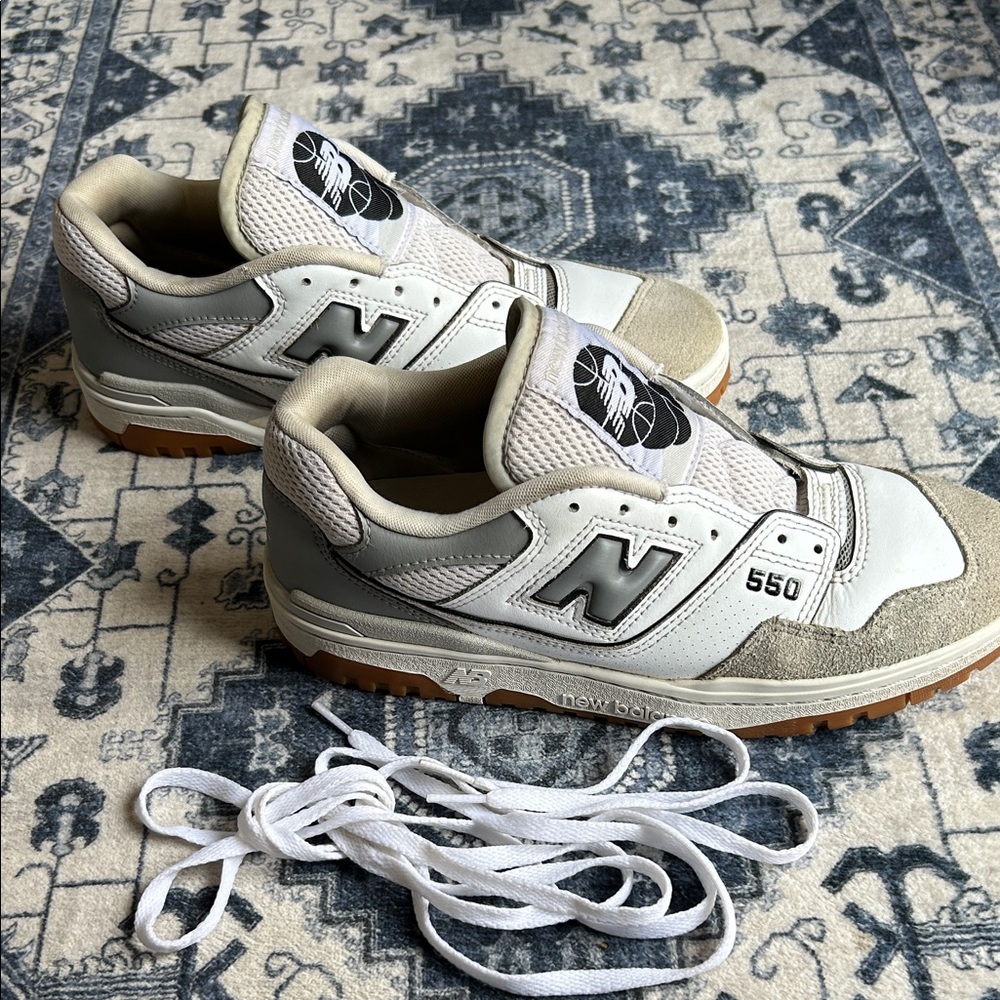 New Balance 550 White and Gray Casual Shoes